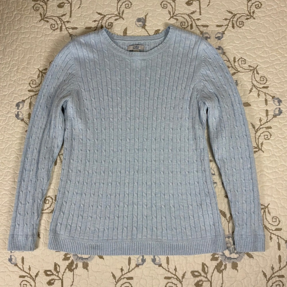 Croft & Barrow Cable Knit Sweater Womens Medium Blue Excellent Long Sleeve